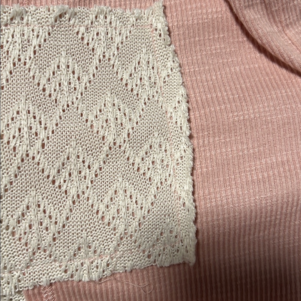 POL Soft Pink Knit Hooded Patchwork Top - Picture 4 of 6